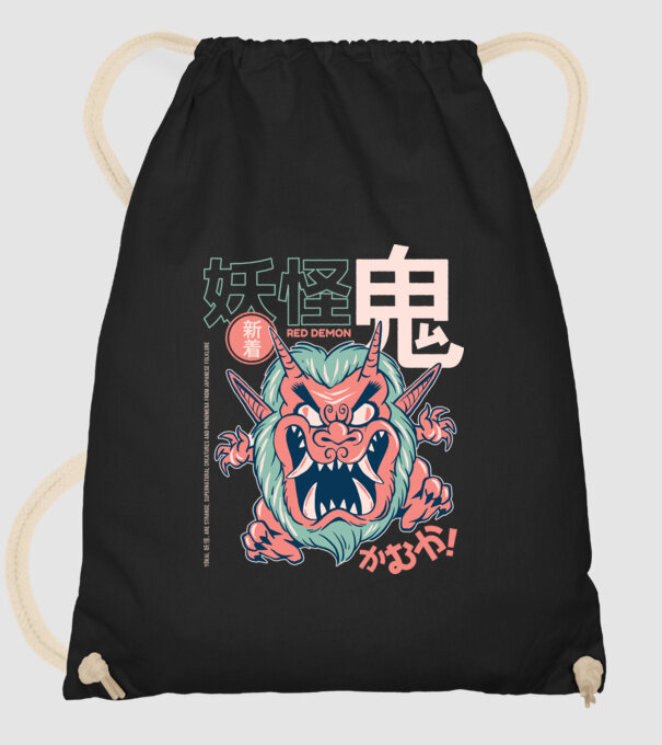 Oni Yokai Anime model negru pe tricou