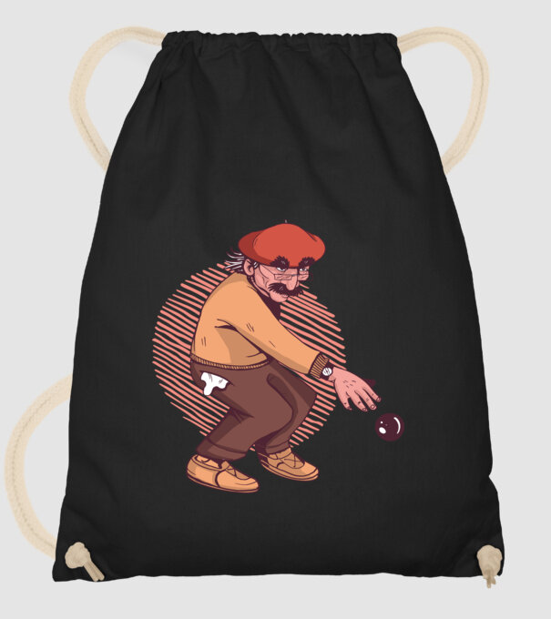 Petanque bătrân model negru pe tricou