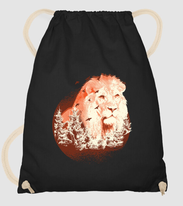 Tricou Leu Natură model negru pe tricou