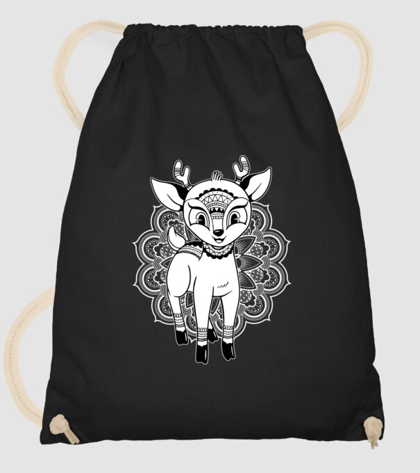 Mandala Căprioară model negru pe tricou