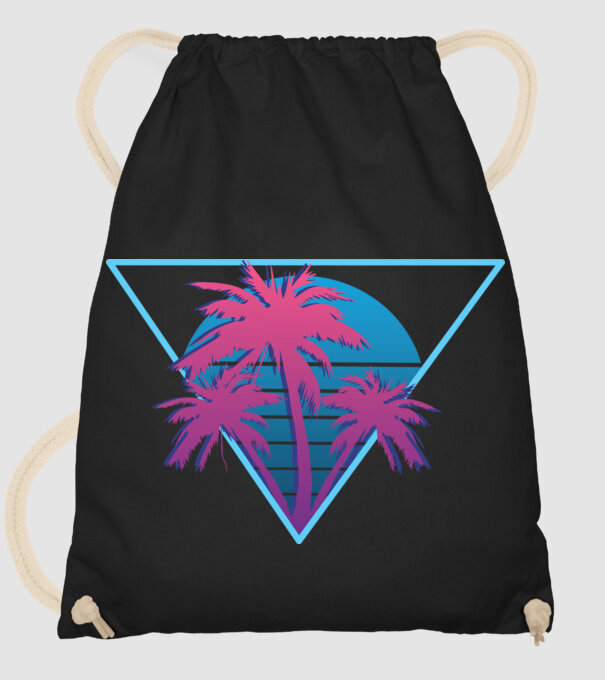 Copaci de palmier Retro Neon model negru pe tricou