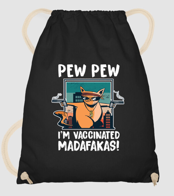 Pew Pew Pew Sunt vaccinat Madafakas model negru pe tricou