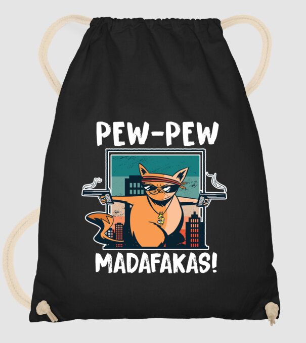 Pew Pew Pew Madafakas Pisică model negru pe tricou