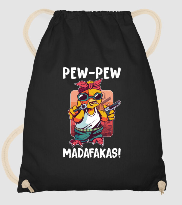 Pew Pew Pew Madafakas Pui model negru pe tricou