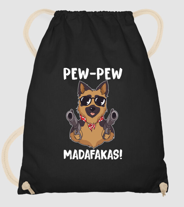 Pew Pew Pew Madafakas Ciobănesc german model negru pe tricou