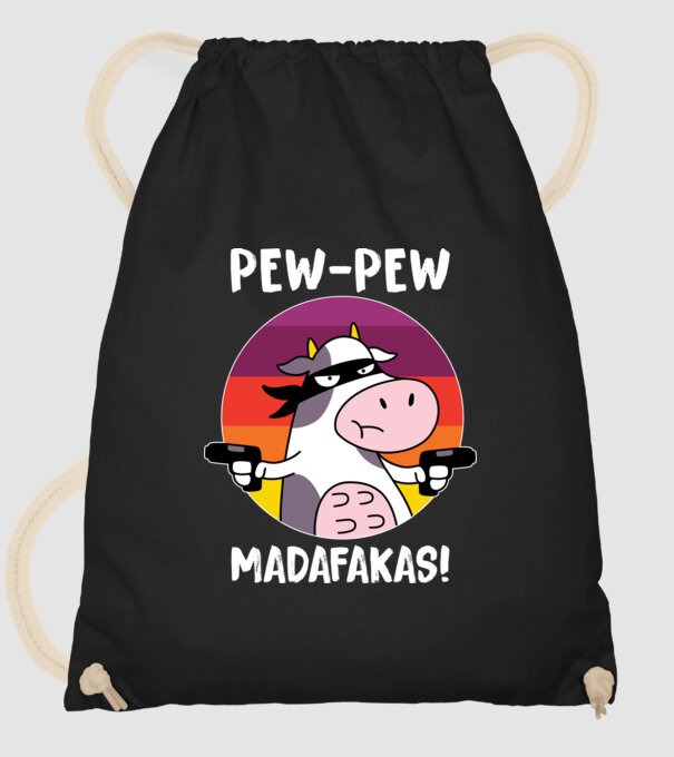 Pew Pew Pew Madafakas Vacă model negru pe tricou