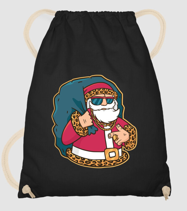 Moș Crăciun Pimp model negru pe tricou