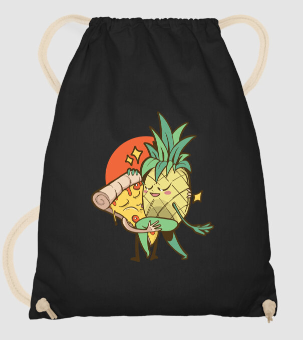 Pizza Ananas Dans model negru pe tricou