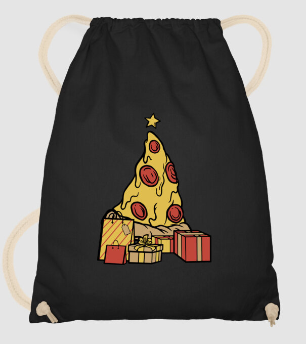 Pizza pom de Crăciun model negru pe tricou
