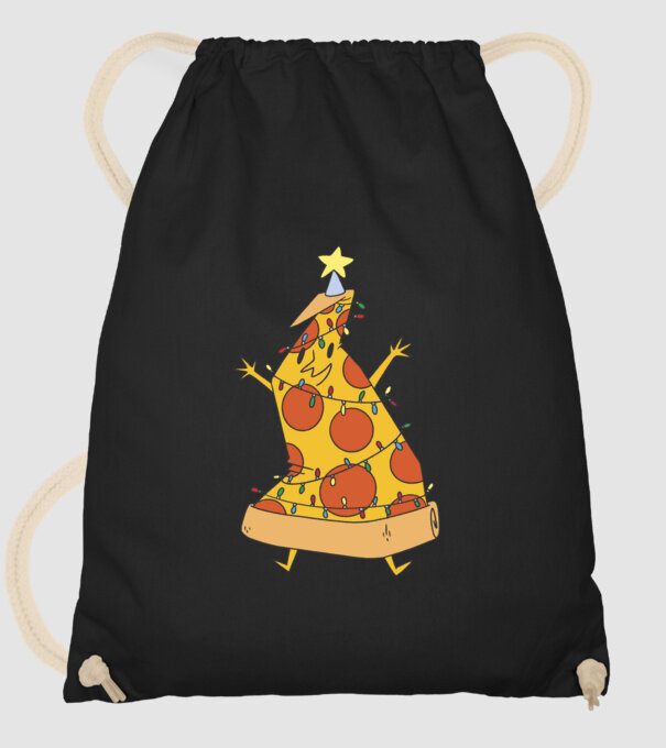 Pizza pom de Crăciun model negru pe tricou