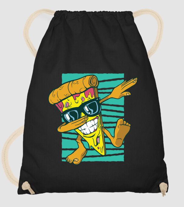 Felie de pizza DAB model negru pe tricou