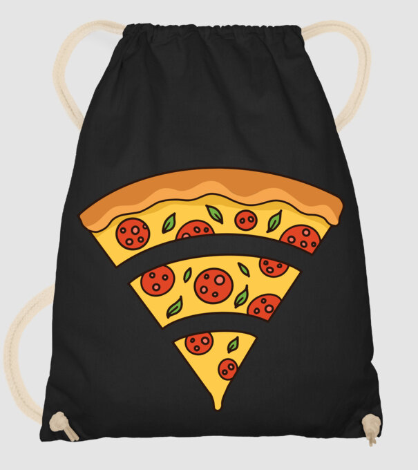 Felie de pizza Wifi model negru pe tricou