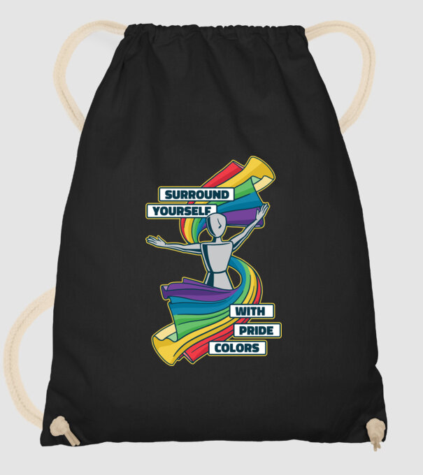 Pride cu curcubeu model negru pe tricou