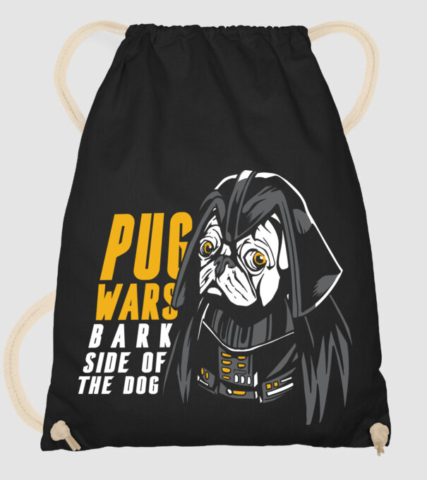 Pug Wars Mops model negru pe tricou