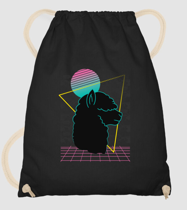 Retro Alpaka model negru pe tricou