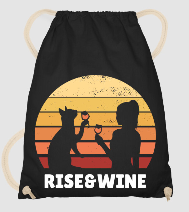 Fată Retro cu pisică și vin model negru pe tricou