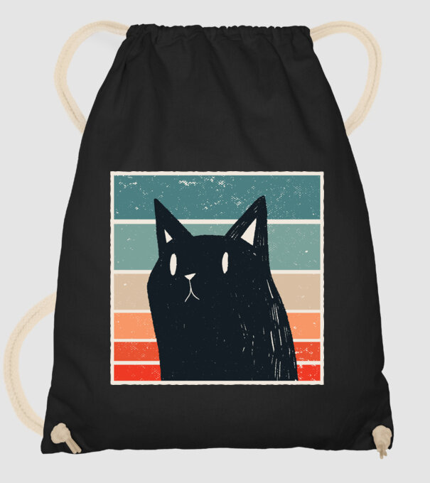 Pisică retro model negru pe tricou