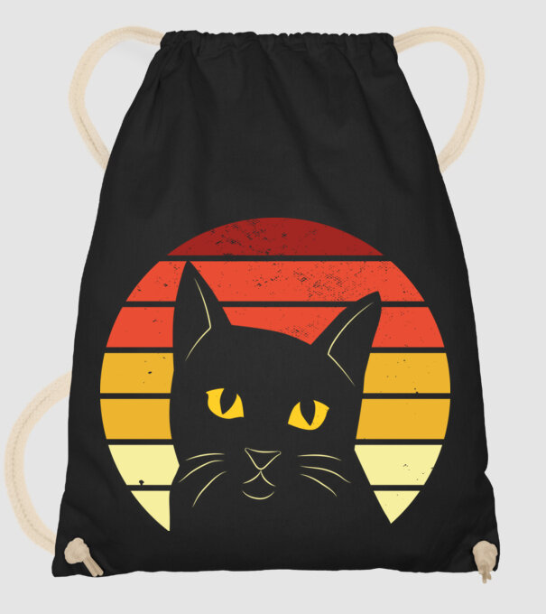 Cap pisică retro model negru pe tricou