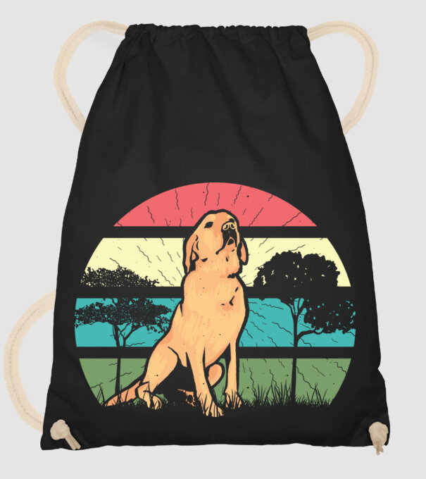 Golden Retriever retro model negru pe tricou