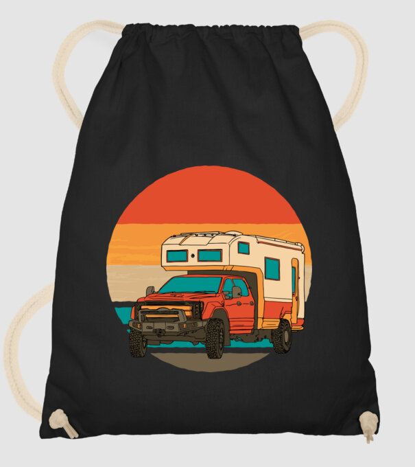 Campervan Retro model negru pe tricou