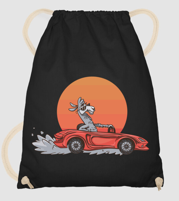 Mașină Retro Llama model negru pe tricou
