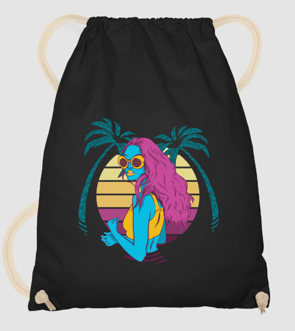 Fată Retro model negru pe tricou