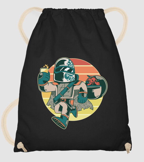 Războinic Mandalorian Retro model negru pe tricou