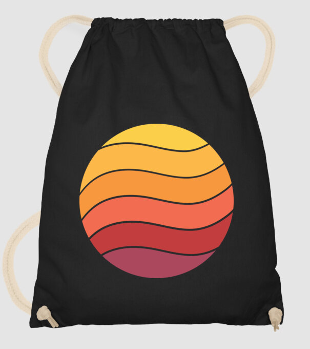 Fond Retro Apus de soare model negru pe tricou