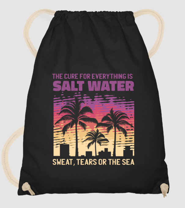 Retro Sunset - Apa sărată este leac pentru orice model negru pe tricou