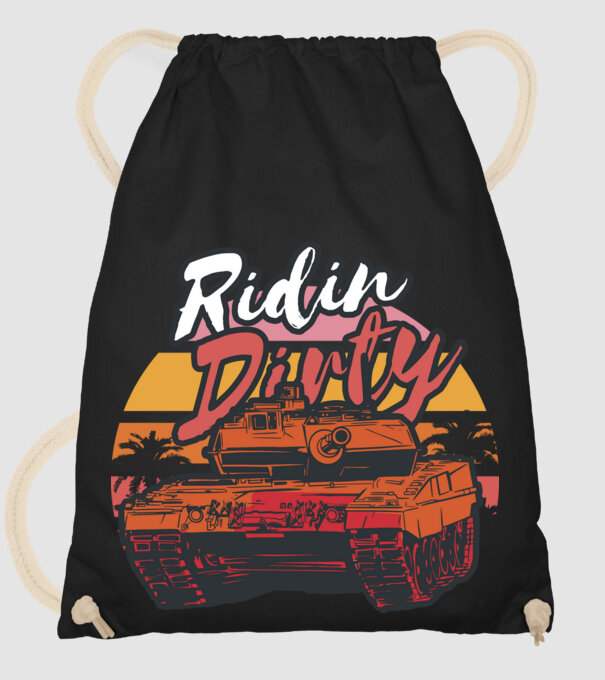 Ridin Dirty tricou cu tanc model negru pe tricou