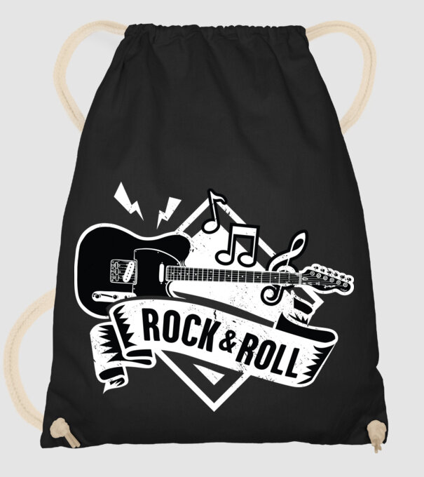 Rock & Roll chitară model negru pe tricou