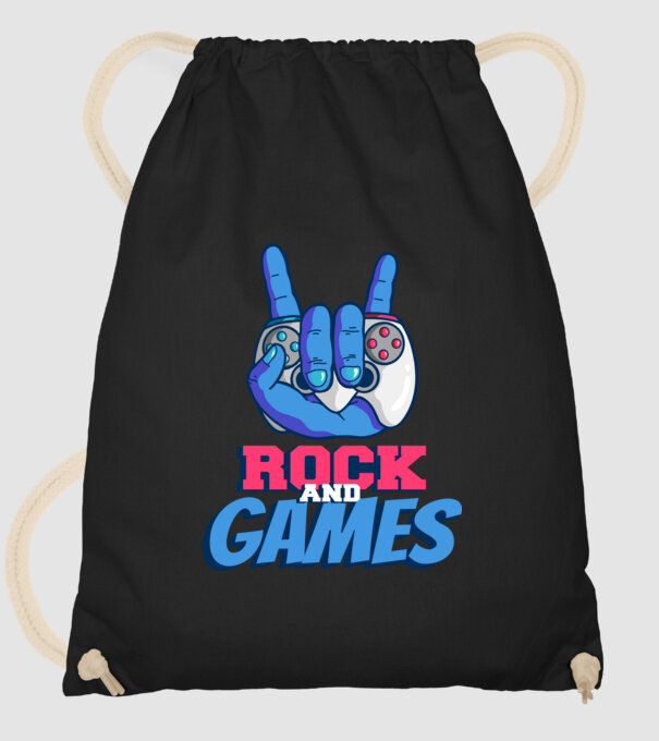 Rock And Games model negru pe tricou