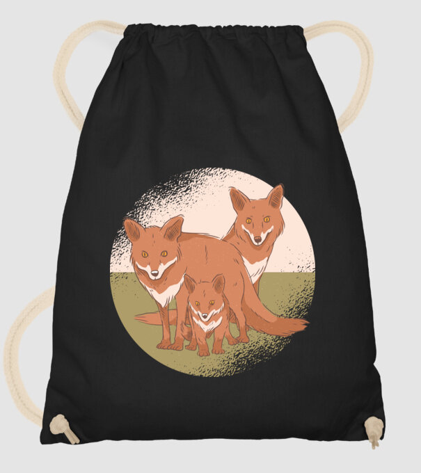Familie Vulpe model negru pe tricou
