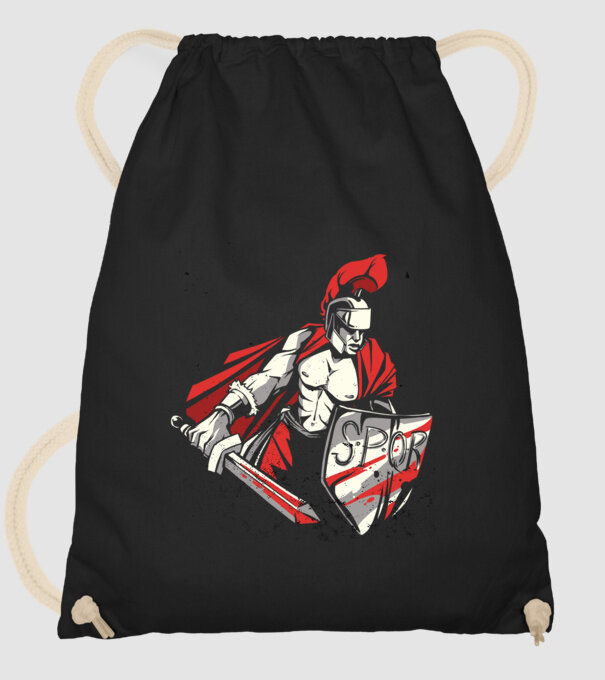 SPQR războinic Roman model negru pe tricou