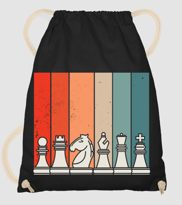 Șah Retro model negru pe tricou