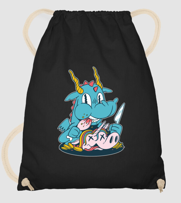 Dragonul a mâncat unicornul model negru pe tricou