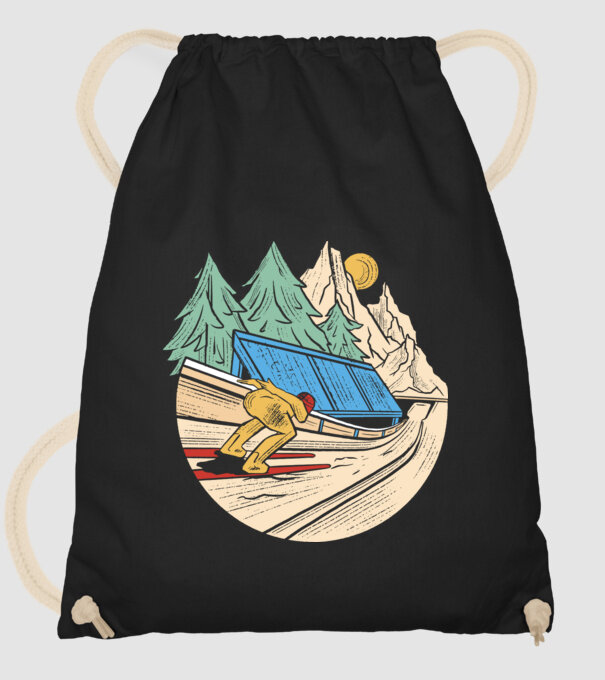 Săritor cu schiuri model negru pe tricou