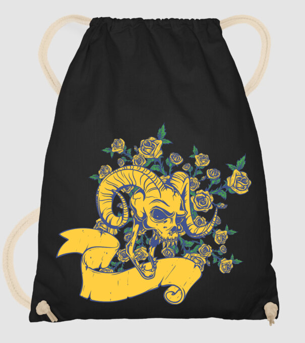 Skull with Roses model negru pe tricou