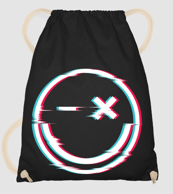 Smile glitch neon tiktok style model negru pe tricou