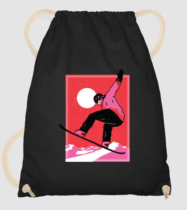Snowboard poster model negru pe tricou