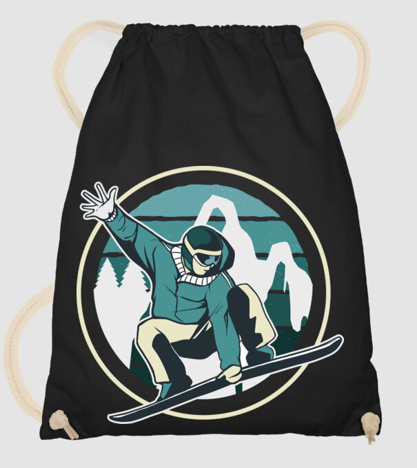 Săritură Snowboard model negru pe tricou