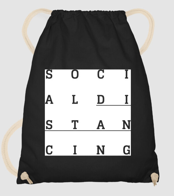 Social distancing model negru pe tricou
