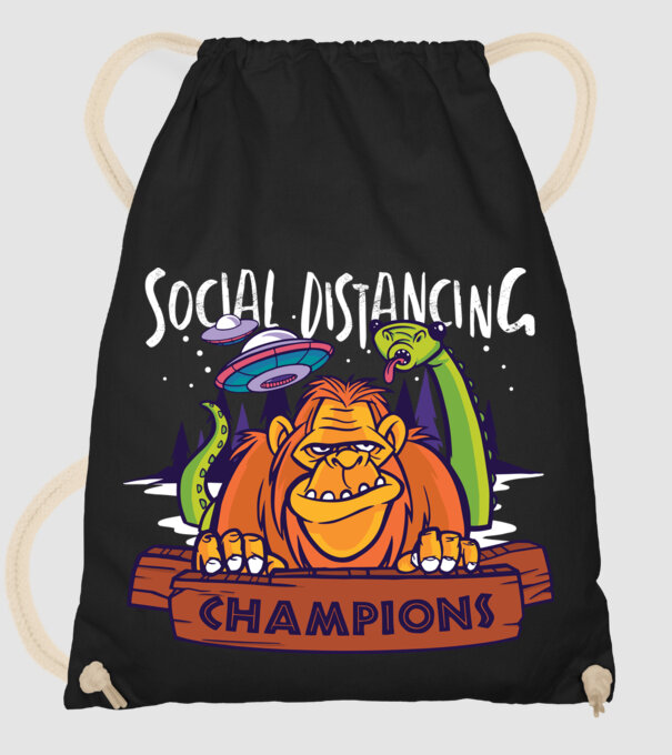 Campioni Social Distancing model negru pe tricou