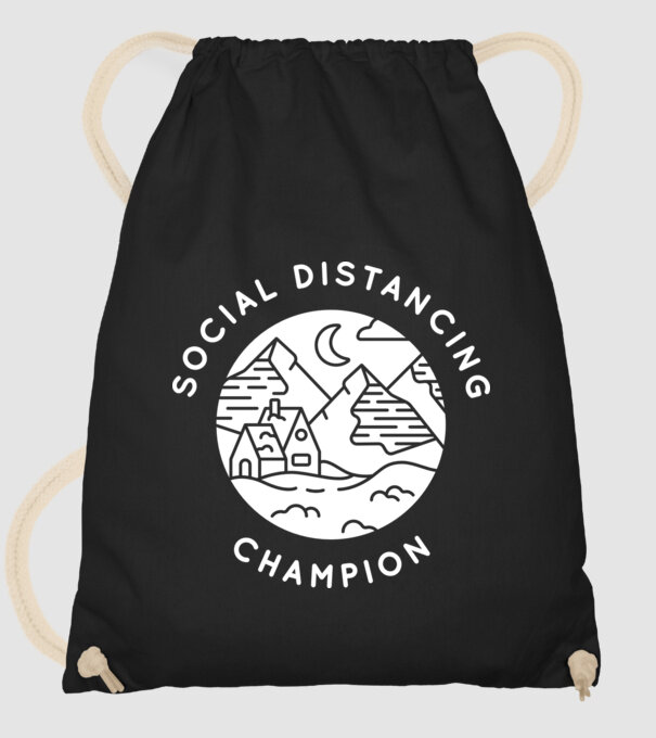 Social distancing champion model negru pe tricou