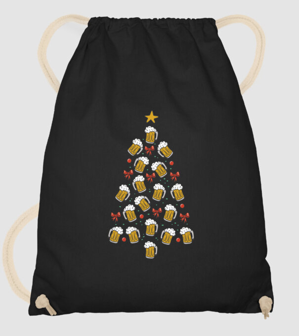 Pom de Crăciun cu Bere model negru pe tricou