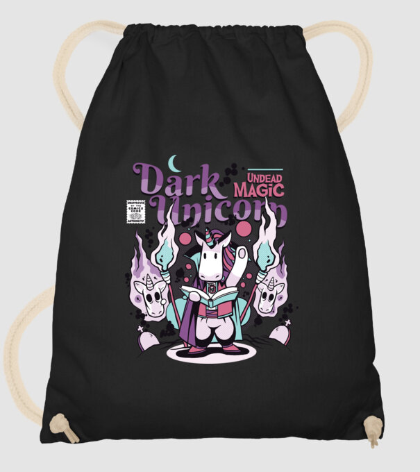 Magie neagră Unicorn model negru pe tricou