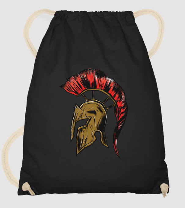 Cască războinic Sparta model negru pe tricou