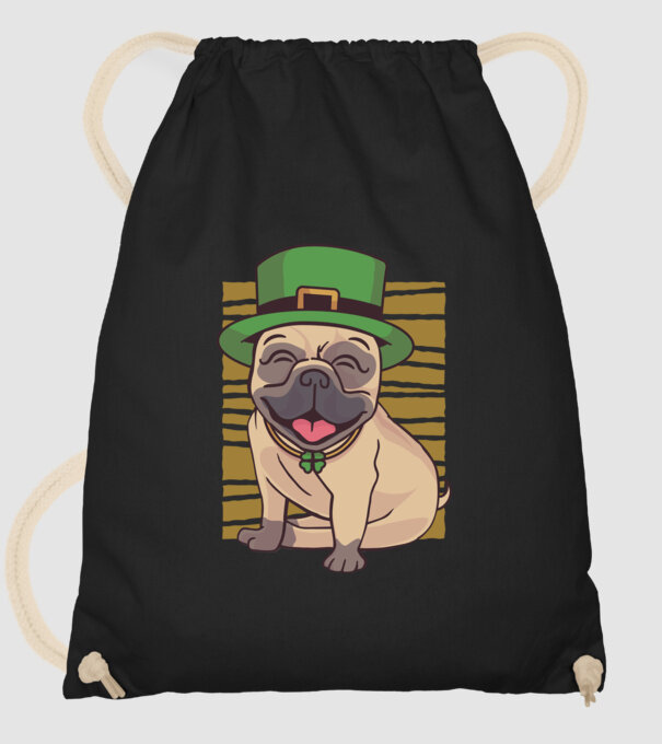 Sfântul Patrick Mops model negru pe tricou