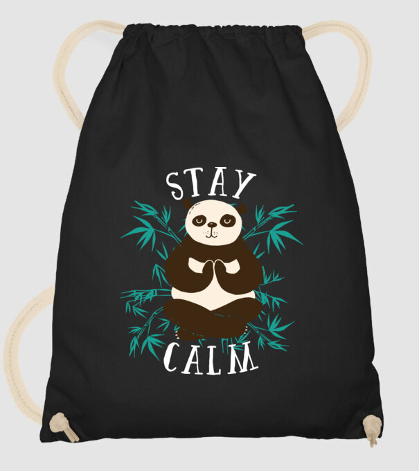 Stay Calm Panda meditație model negru pe tricou