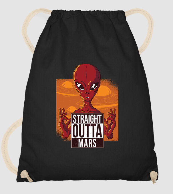 Straight Outta Mars Alien model negru pe tricou